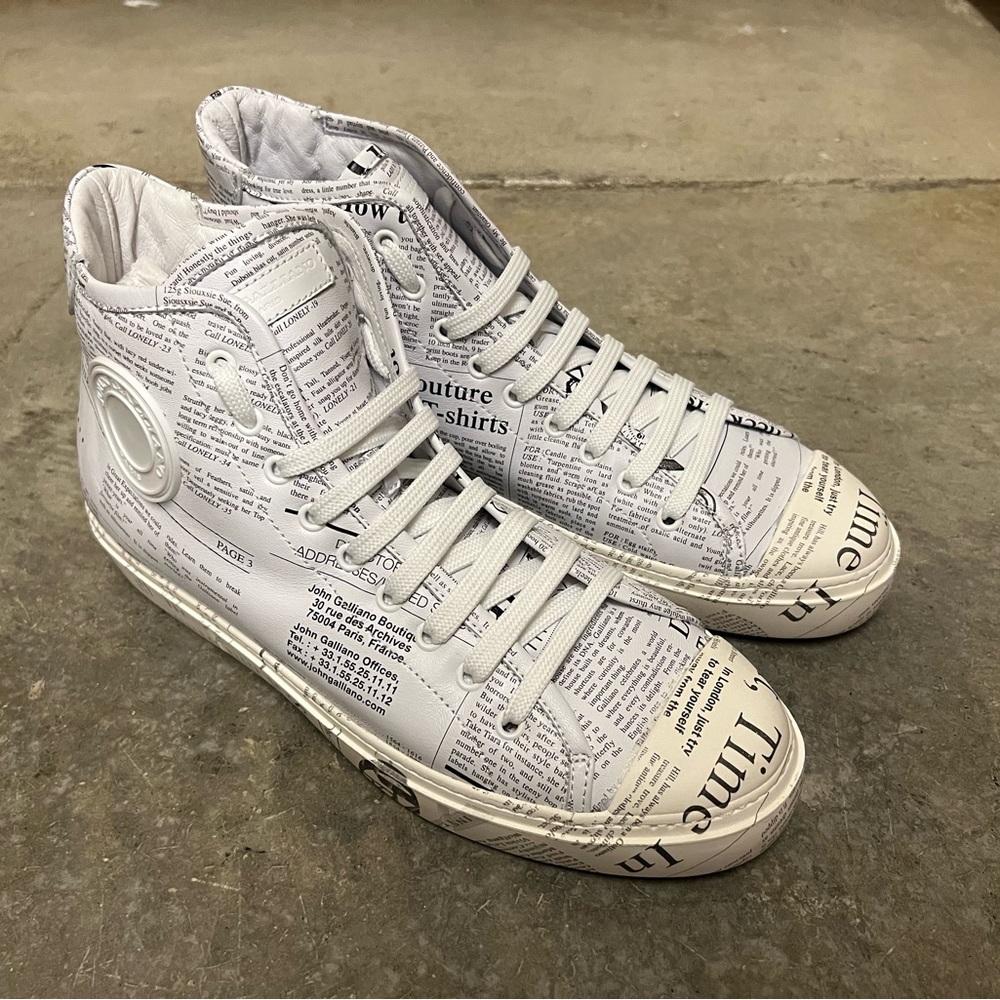 John Galliano White High-Top Sneakers